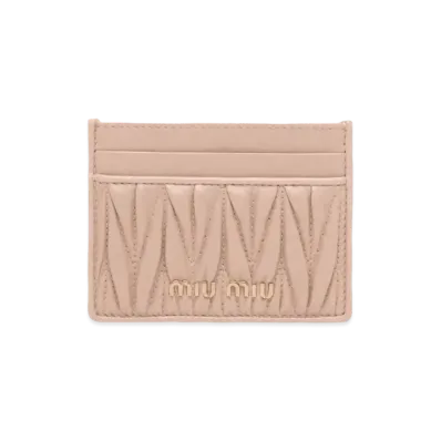 MIU MIU Nappa Leather Card Case "Beige Pink"