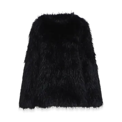 S'YTE Shaggy Fur Crew Neck Pullover "Black"
