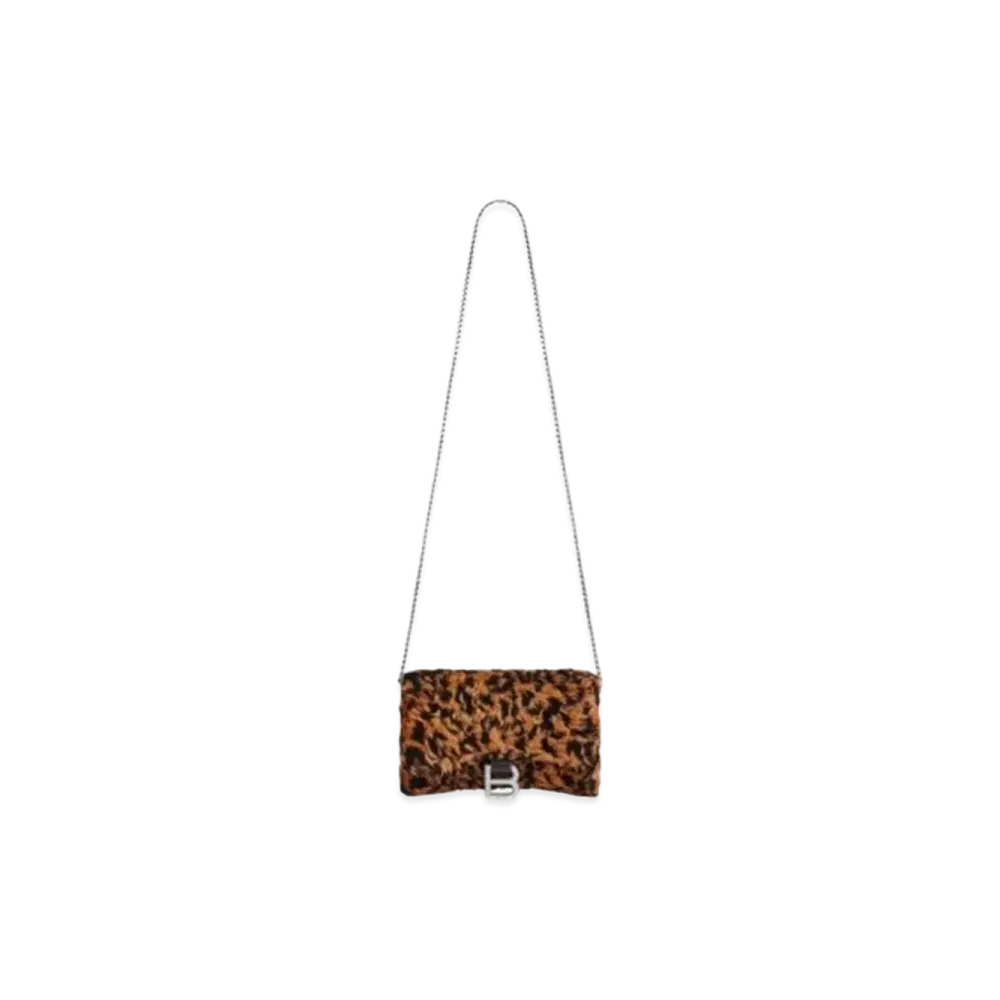 BALENCIAGA Hourglass Chain Wallet Leopard Print "Beige"