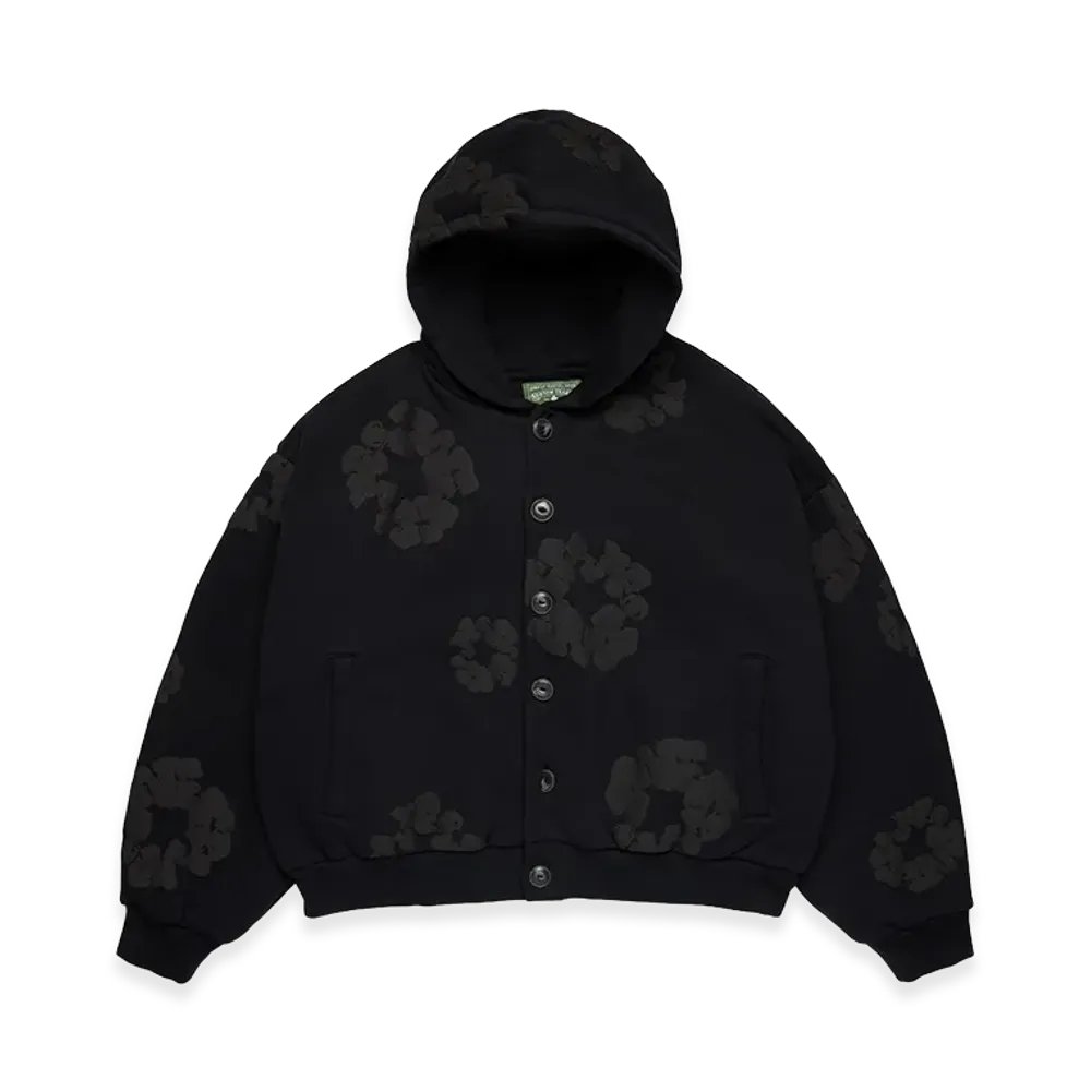 DENIM TEARS Cotton Wreath Cardigan Hoodie "Black"