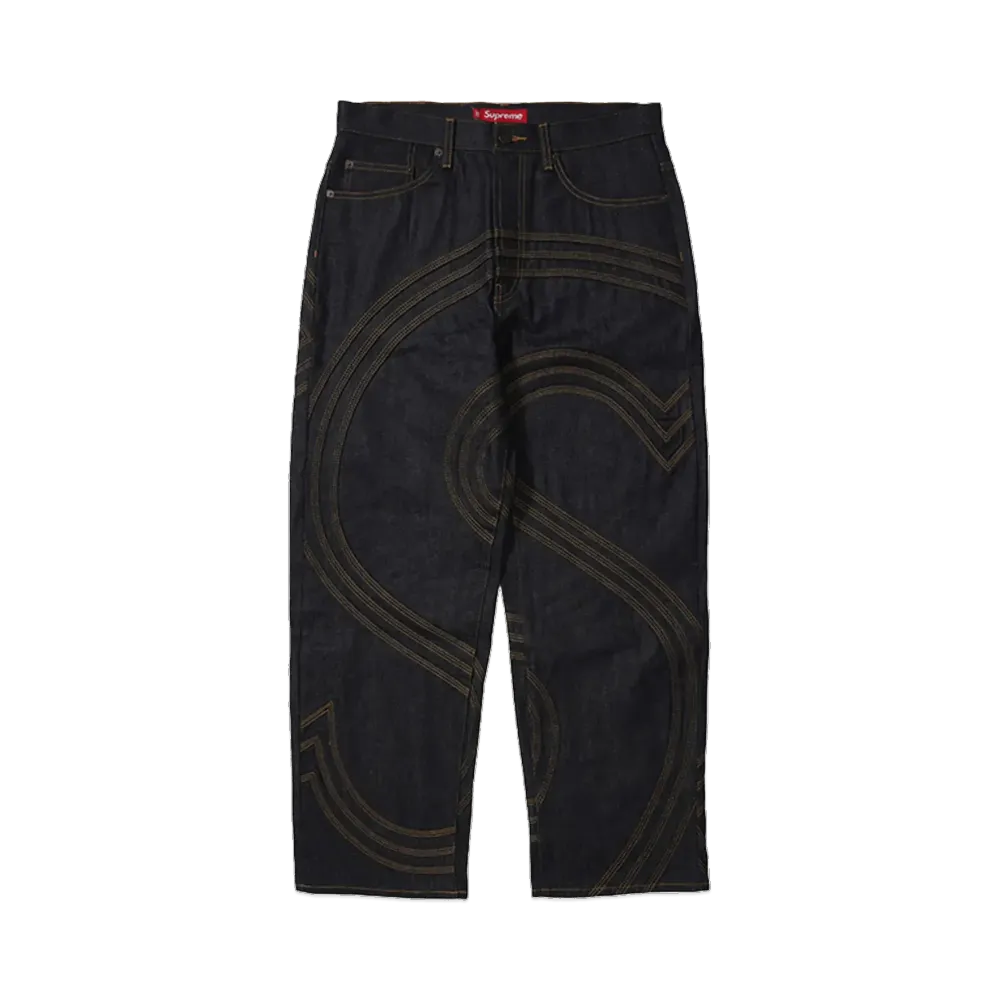 Supreme S Logo Rigid Baggy Jean "Rigid Indigo"