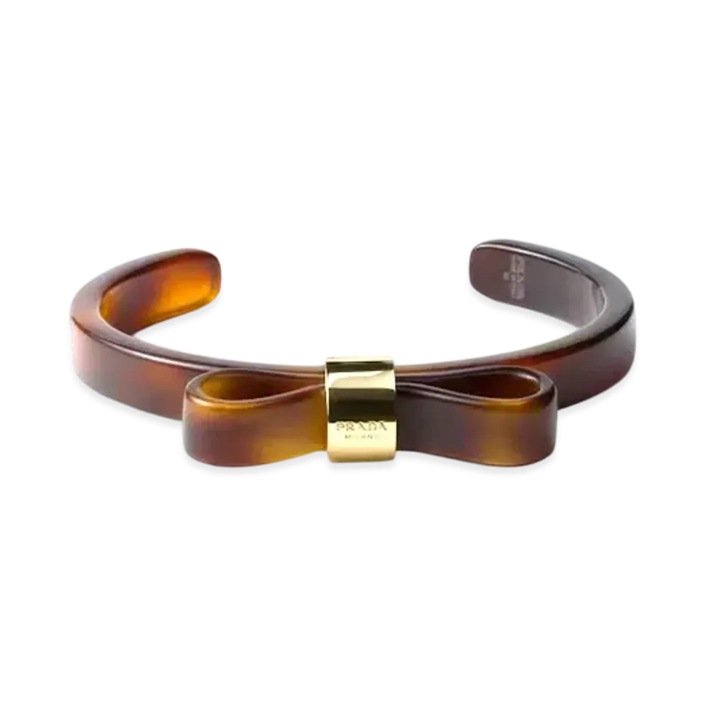 PRADA Enamelled Metal Bracelet "Beige/Tortoise Color"