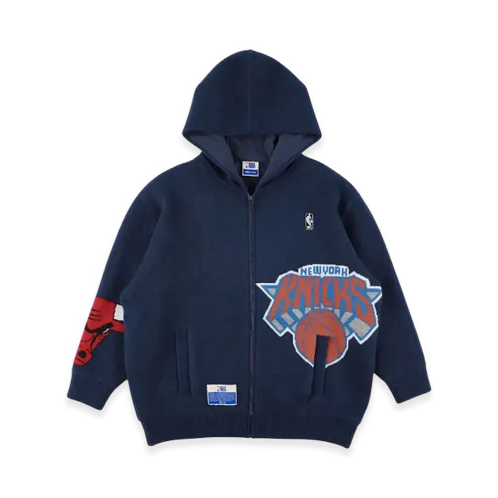 WIND AND SEA x NBA Jacquard Knit Hoodie "Bulls Knicks"