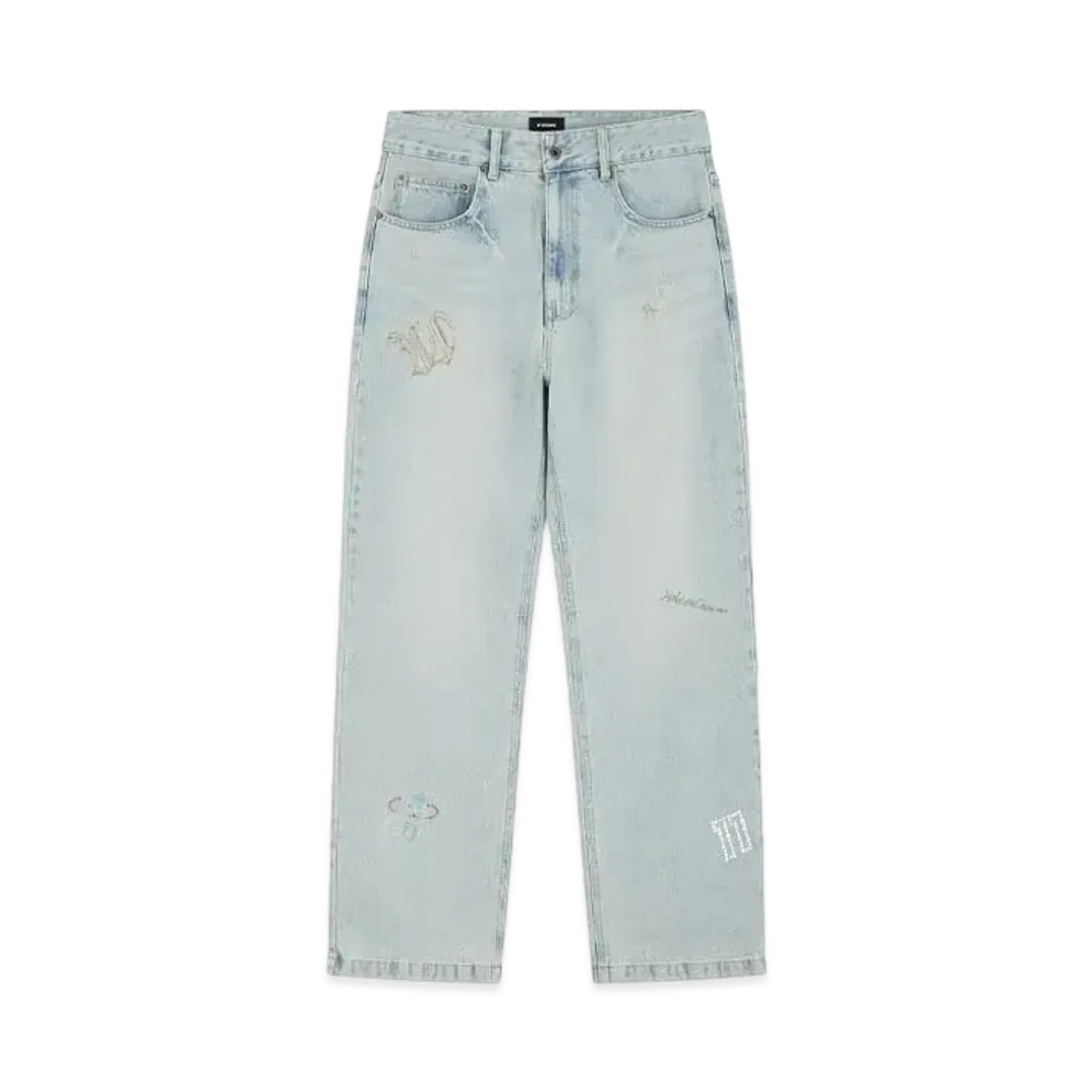 WE11DONE Rhinestone Denim Pants "Sky"