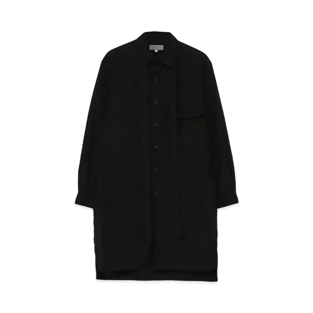 Yohji Yamamoto Pour Homme COTTON BROAD CHAIN STITCH BROAD DESIGN COLLAR BLOUSE "Black"