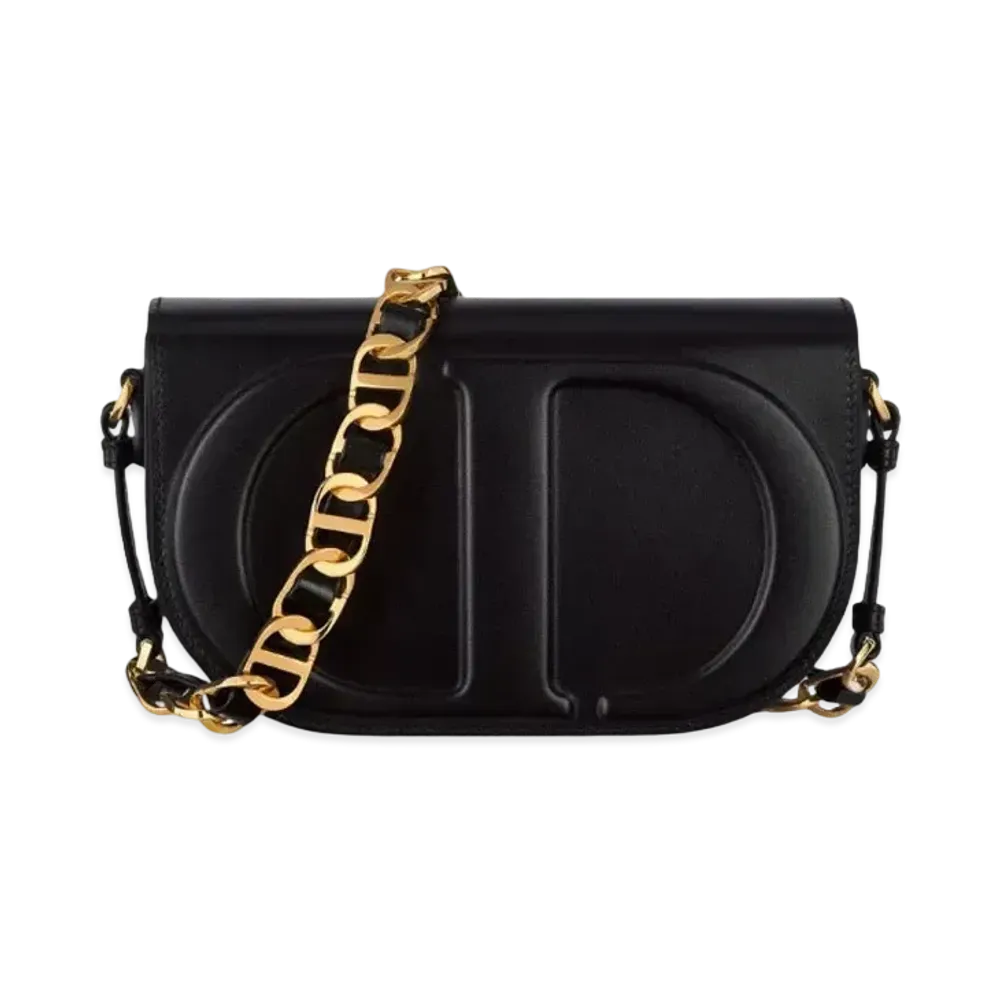 Dior CD Signature Bag Strap CD Embossed Box Calfskin "Black"
