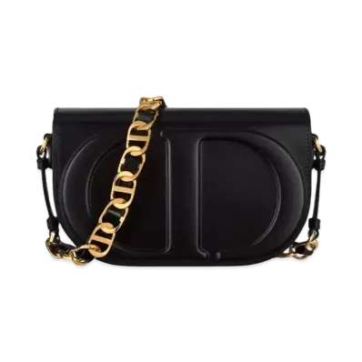 Dior CD Signature Bag Strap CD Embossed Box Calfskin "Black"