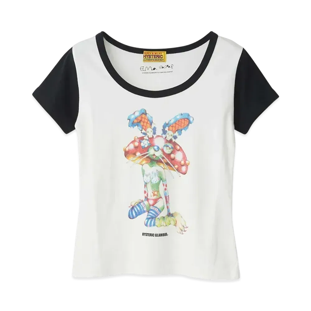 HYSTERIC GLAMOUR Emma/Lazy Mushroom Chibi T-Shirt "White"