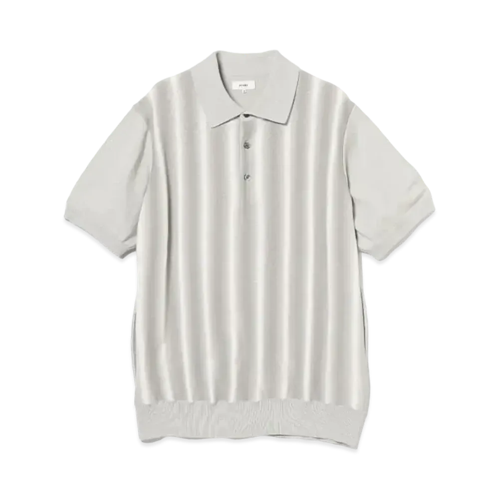 BEAMS Kasuri Gradient Polo Shirt "Gray"