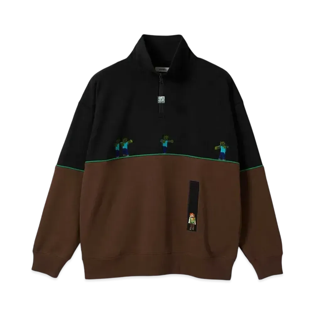 graniph x Minecraft Survive The Night Fleece Half Zip Sweat "Black"