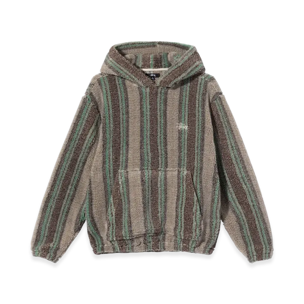 Stussy Stripe Sherpa Hoodie "Tan"