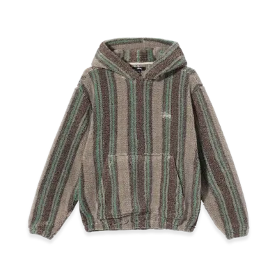 Stussy Stripe Sherpa Hoodie "Tan"