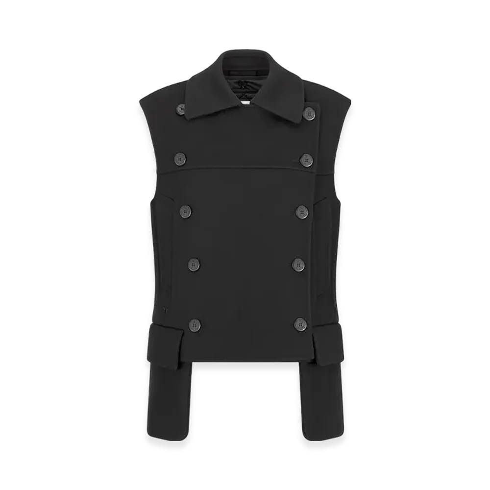 Dior Women's Sleeveless Peacoat Double Sided Virgin Wool Cashmere Felt "Black"
