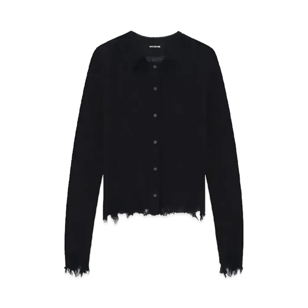WE11DONE Black Destroyed Mohair Cardigan "Black"