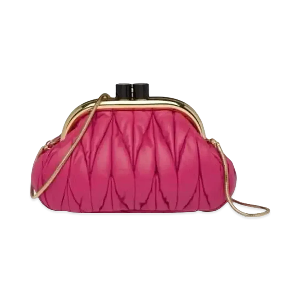 MIU MIU Miu Bernappa Leather Clutch "Pink"