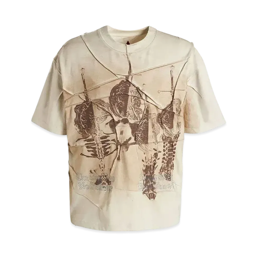 The Boy Has No Patience Printed Bone With Sword Wrinkled S/S Tee "Beige"