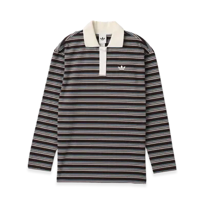 adidas Striped LS Polo "Brown"