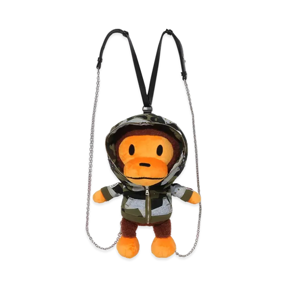A BATHING APE Women's Baby Milo Plush Doll Backpack "Green"