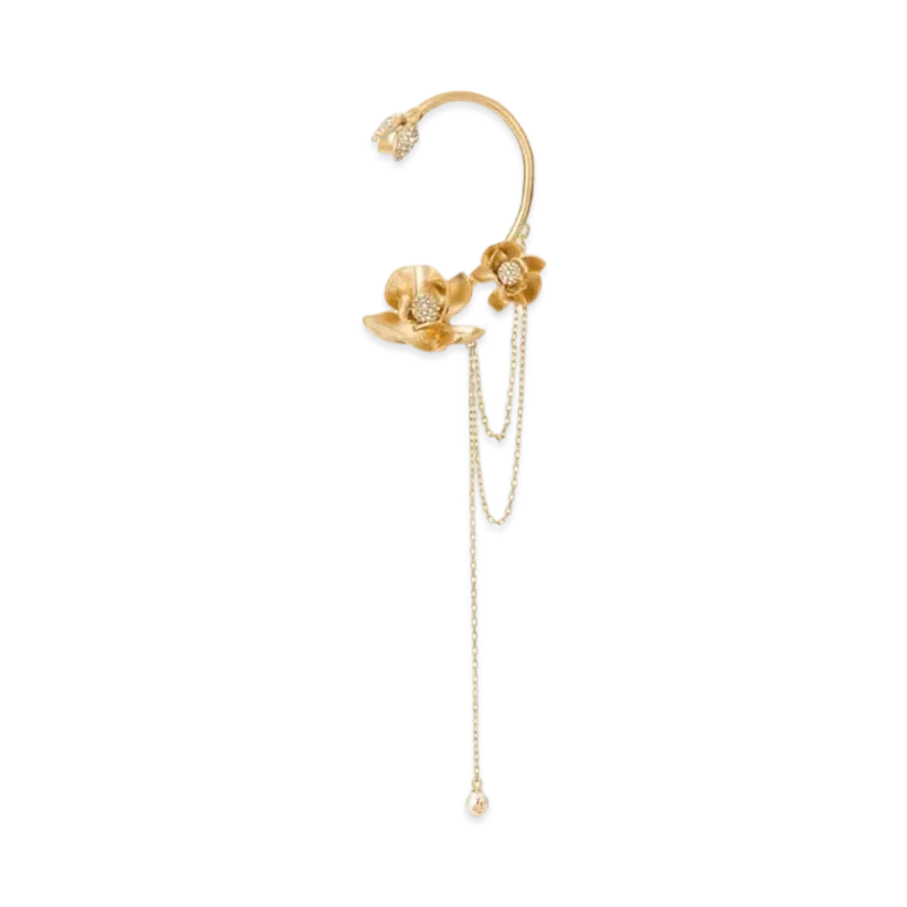 Jimmy Choo Left Petal Earcuff Finish Right Earcuff With Pearl and Crystal Embellishment "Gold"