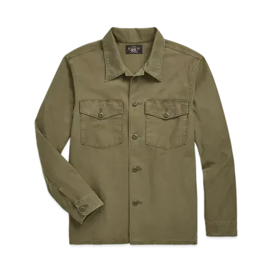 RRL Ralph Lauren Reverse Satine Over Shirt "Green"