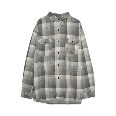 BOW WOW DELUXE FLANNEL SHIRTS REPAIRED "CHACOALxGRAY REPAIRED"