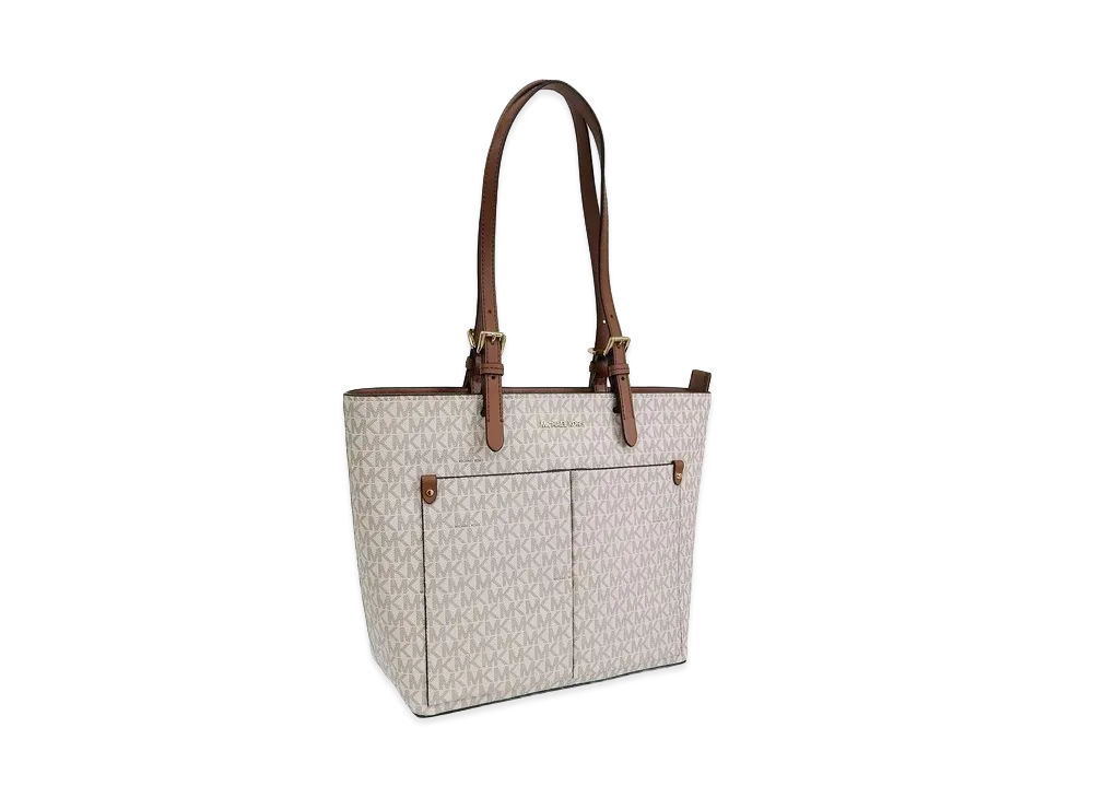 MICHAEL KORS Women's Jet Set Travel MD Dbl Pocket Tote "White"