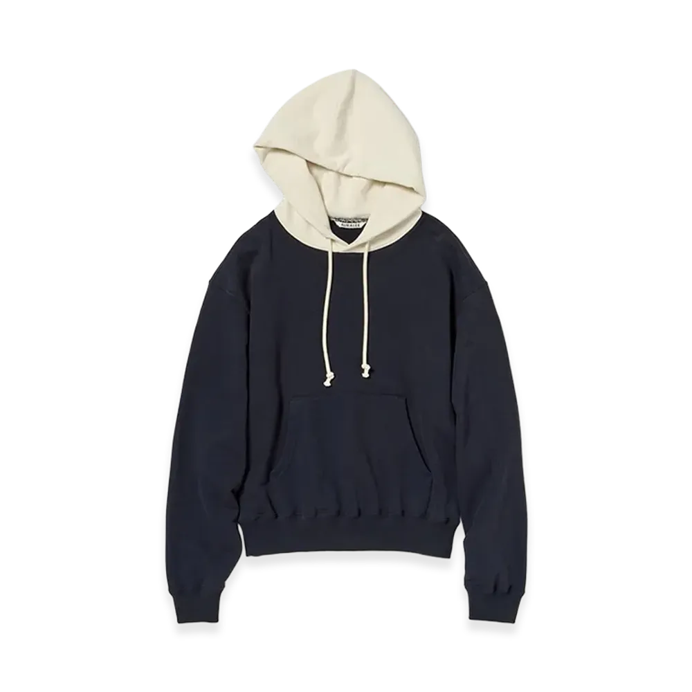 AURALEE Women's Smooth Soft BD Sweat P/O Parka "Dark Navy/Smoky White"
