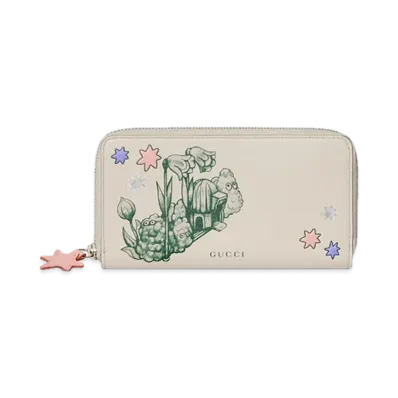 GUCCI x Higuchi Yuko Bicolor Zip Around WalletJapan Exclusive "Light Grey/Green"