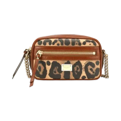 Dolce&Gabbana Crossbody Bag Small Crespo Leopard Printed Logo Plate "Multicolor"