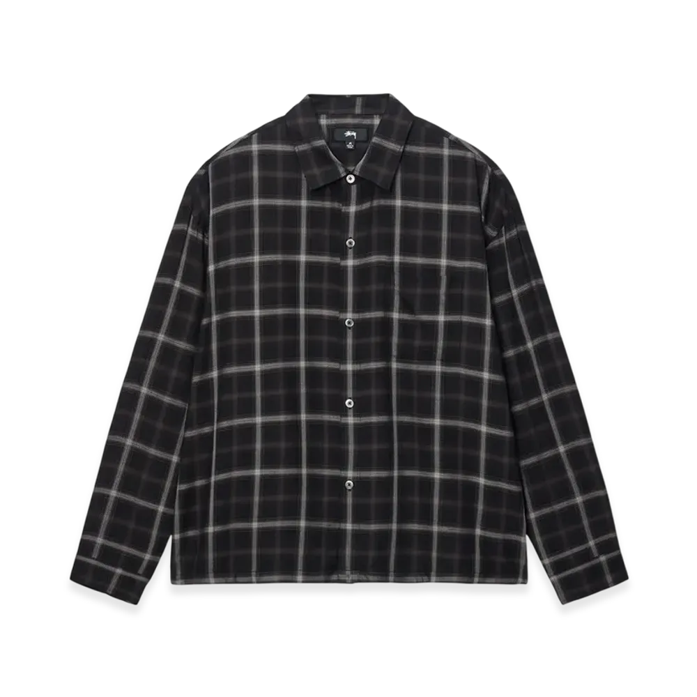 Stussy Shadow Plaid Rayon Shirt "Black"