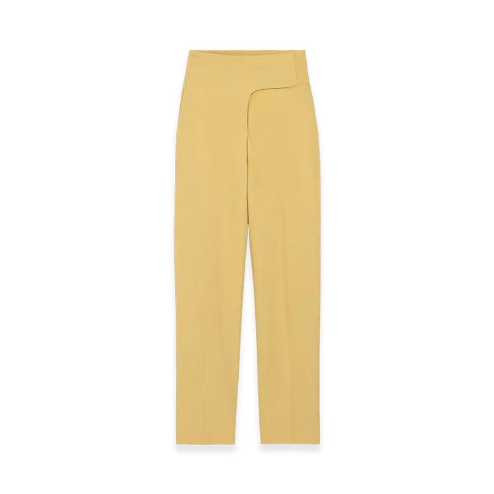 AMI PARIS New Wool Wrapped Belted Trousers "Yellow"