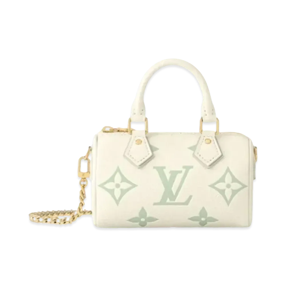 Louis Vuitton Nano Speedy Bicolor Monogram Empreinte Leather "Latte White/Matcha"