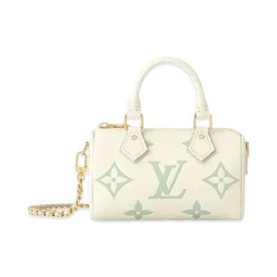 Louis Vuitton Nano Speedy Bicolor Monogram Empreinte Leather "Latte White/Matcha"
