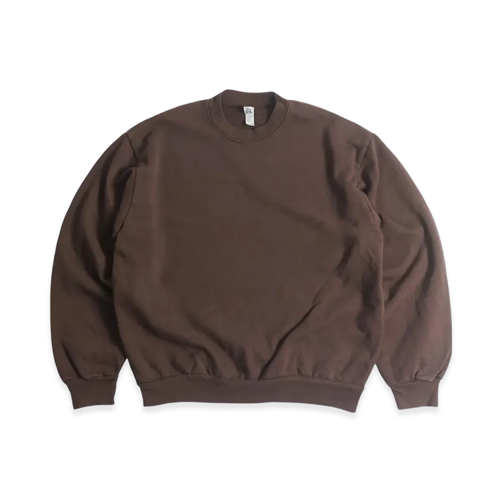 Los Angeles Apparel 14OZ Heavy Fleece Crew Neck Sweatshirt Special Order Overdyed "Chocolate"