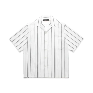 WACKO MARIA Striped Open Collar Shirt "Black"