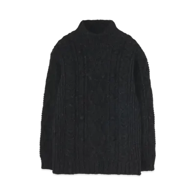 Yohji Yamamoto Y's HAND-KNITTED ALLAN PATTRN HIGH NECK PULLOVER "Charcoal"