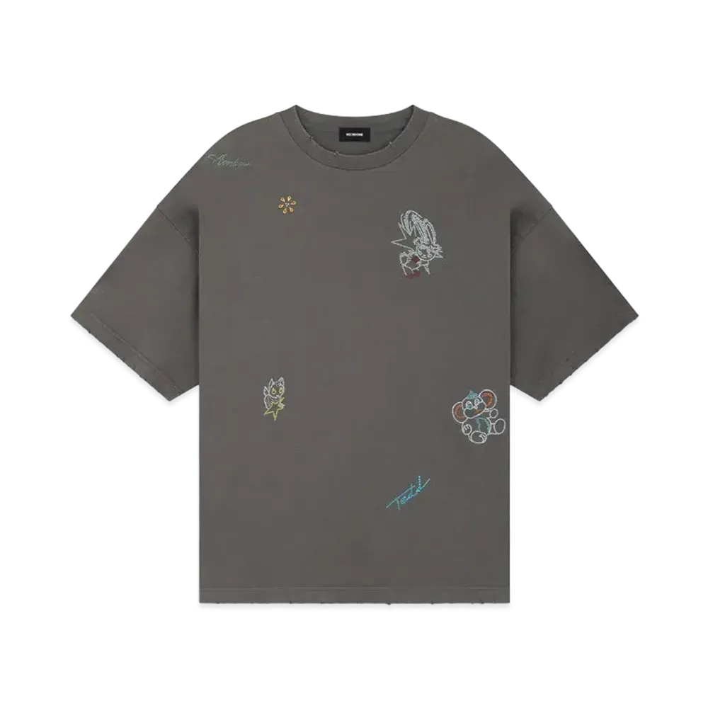 WE11DONE Rhinestone T-shirt "Charcoal"