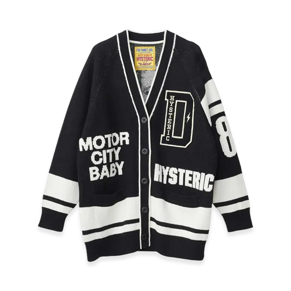 HYSTERIC GLAMOUR Motor City Baby Patch Jacquard Cardigan "Black"