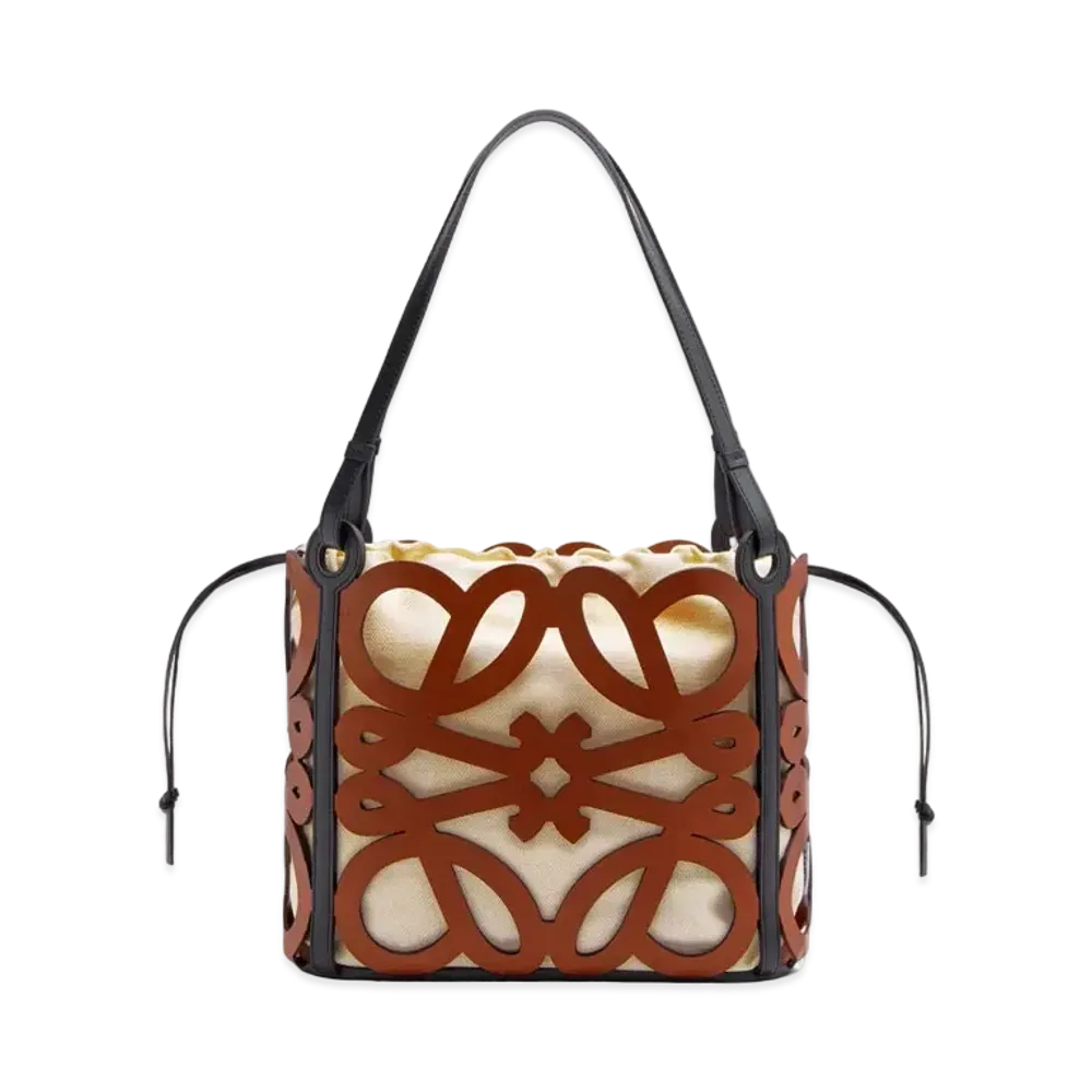 LOEWE Small Anagram Cut-Out Tote In Calfskin "Tan"
