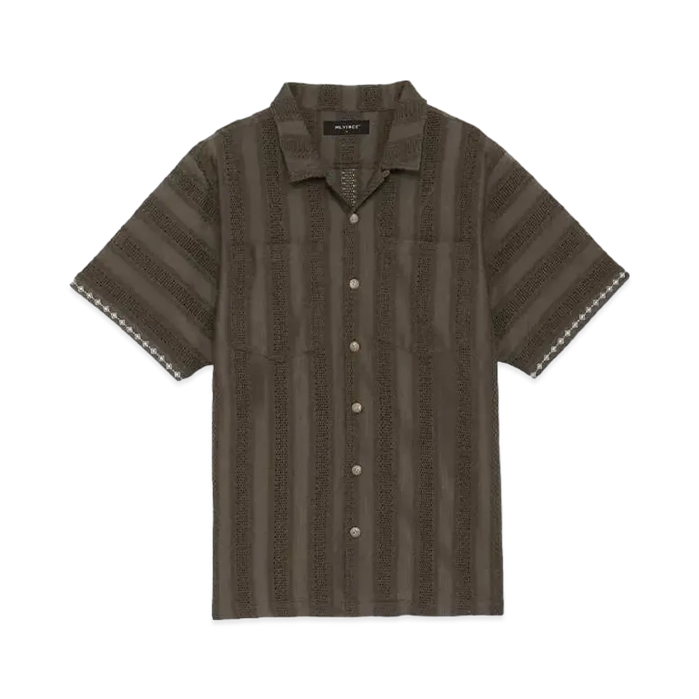 MLVINCE STRIPE LACE S/S SHIRTS "OLIVE"