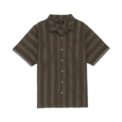 MLVINCE STRIPE LACE S/S SHIRTS "OLIVE"