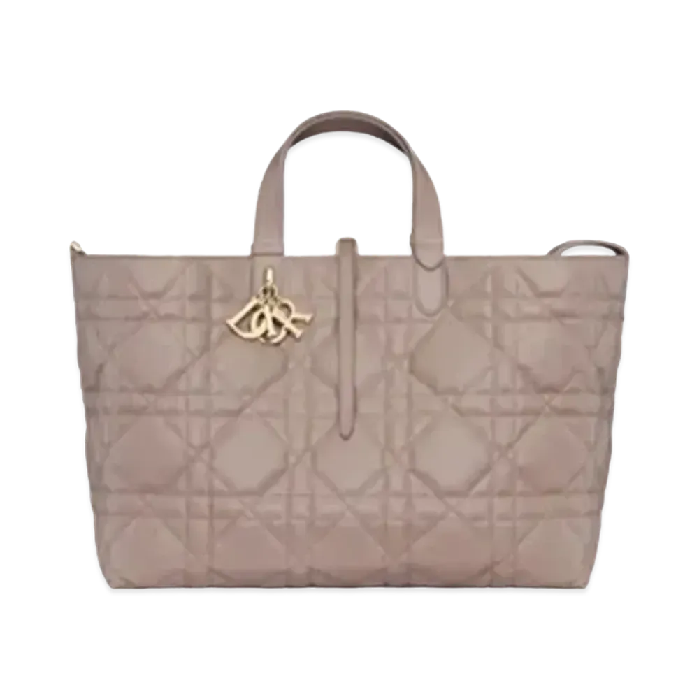 Dior Toujours Bag Large Warm Macrocannage Calfskin "Taupe"