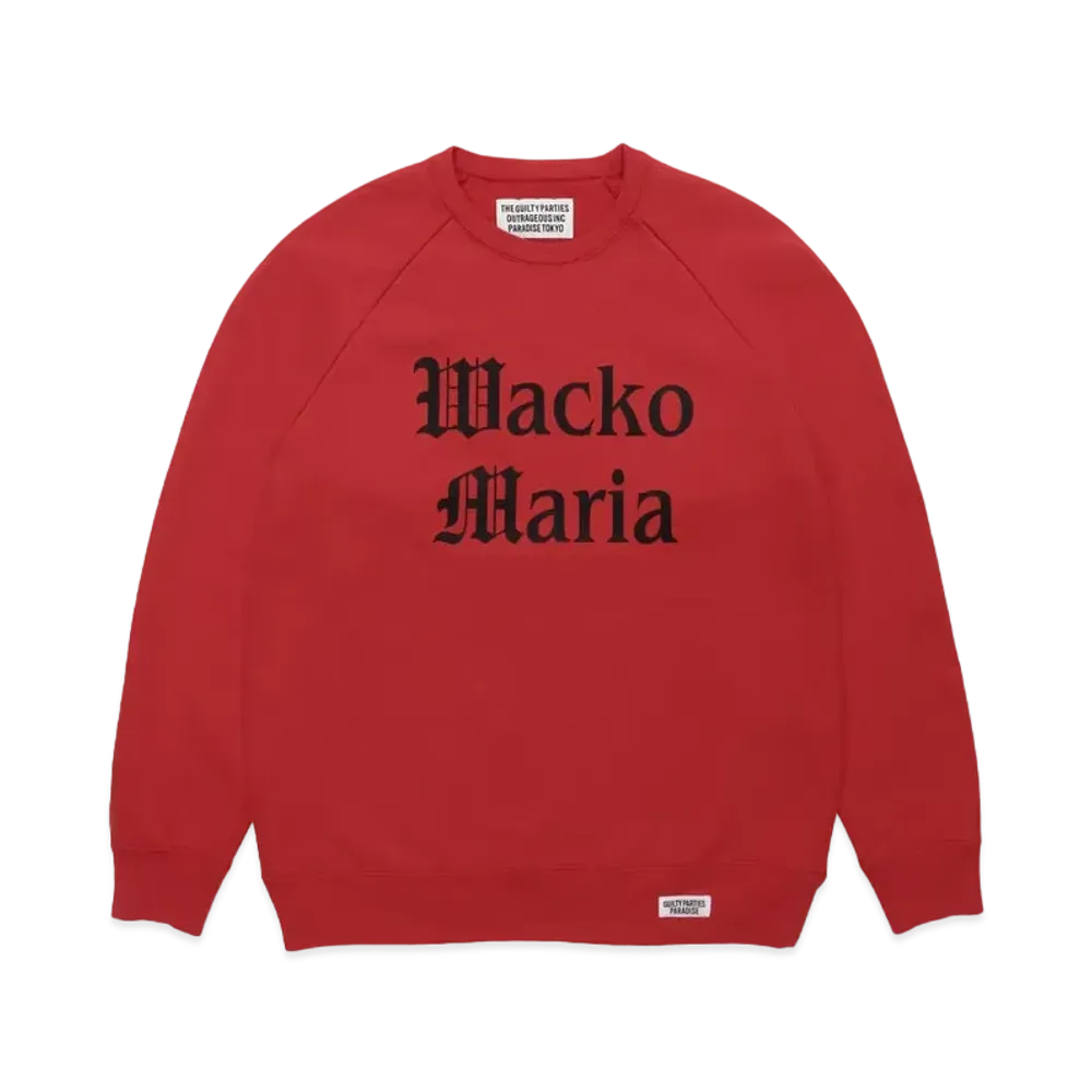 WACKO MARIA WASHED HEAVY WEIGHT SWEAT SHIRT "Red"