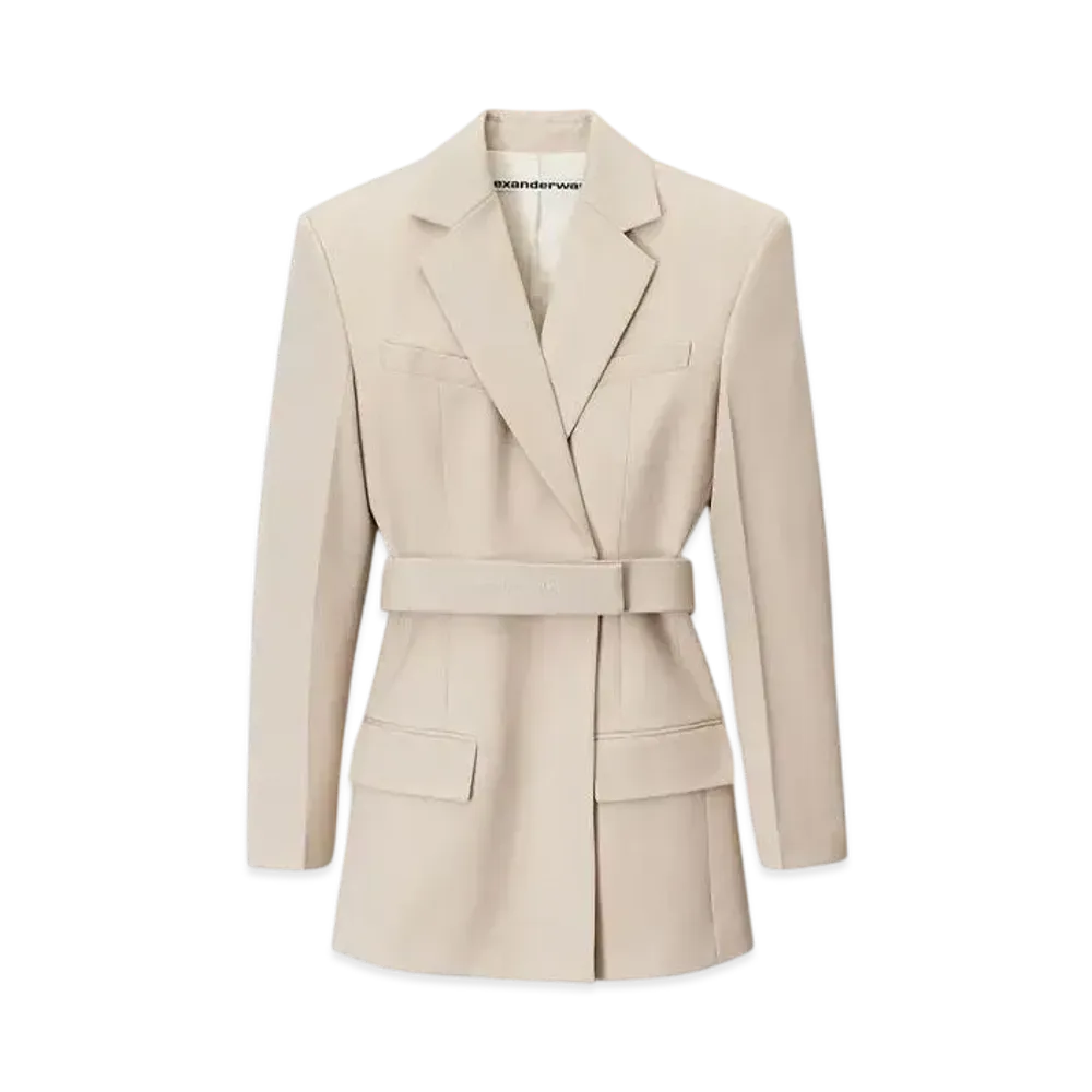 Alexander Wang Wool Tailoring Belted Blazer Dress "Feather"