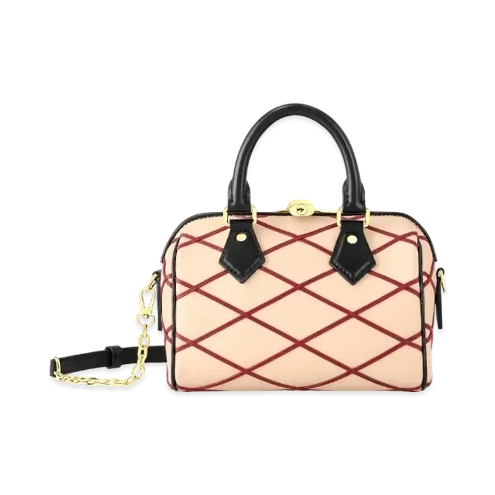 Louis Vuitton Speedy Bandouliere 20 Malletage "Beige/Red"