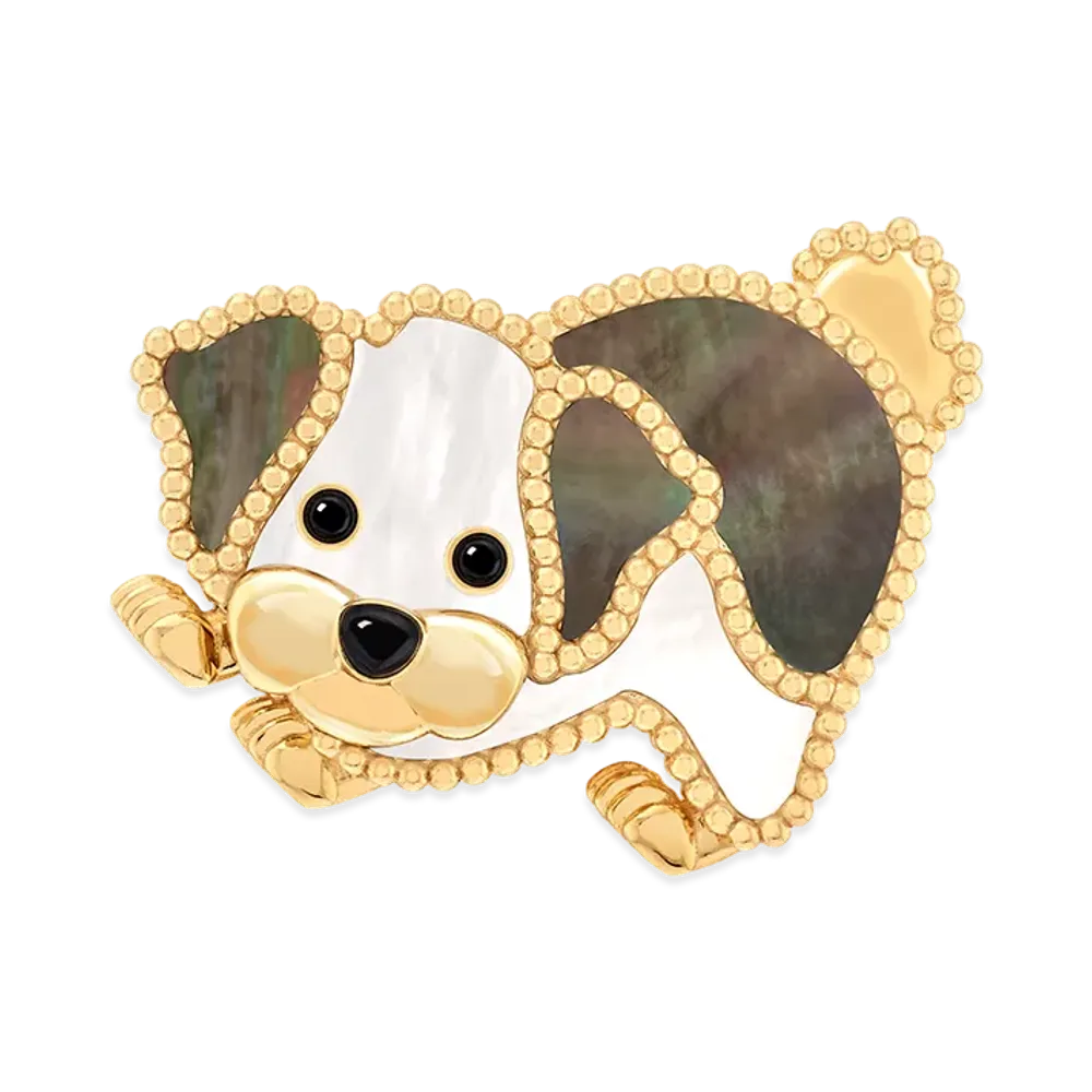 Van Cleef & Arpels Lucky Animals Bichon Frise clip "18K Yellow gold/Onyx/Mother-of-pearl"