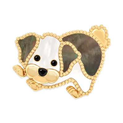 Van Cleef & Arpels Lucky Animals Bichon Frise clip "18K Yellow gold/Onyx/Mother-of-pearl"
