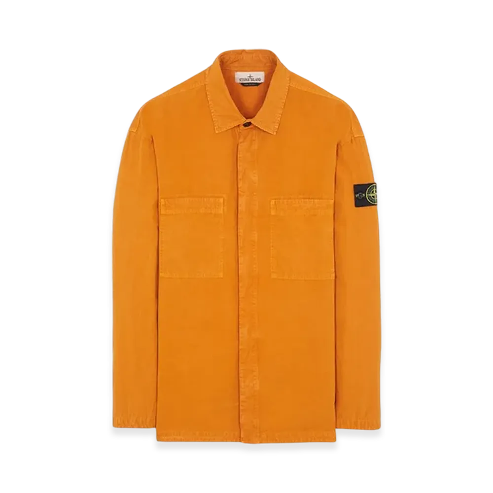 Stone Island 112Wn Brushed Cotton Canvas Garment Dyed Overshirt - 23FW "Rust"