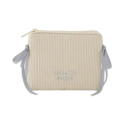 GELATO PIQUE Striped Ribbon Tissue Pouch "Yellow"