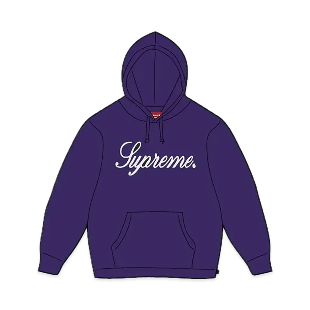 Supreme Embroidered Script Hooded Sweatshirt "Purple"